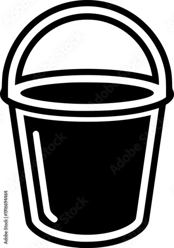 bucket silhouette line art vector illustration with a white background
