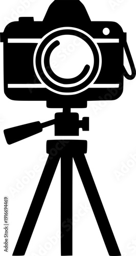 camera stand silhouette line art vector illustration with a white background

