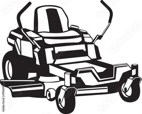 Zero turn lawn mower vector illustration for landscaping gardening or maintenance service