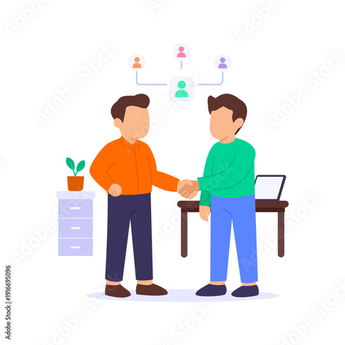 Business Meetups, networking events for professional collaboration, Flat vector character illustration