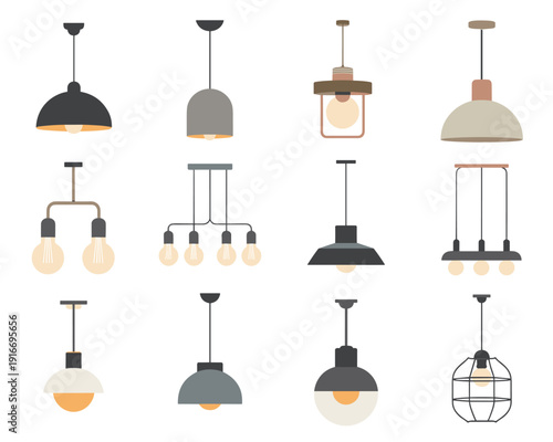 Modern Pendant Lights Collection: Minimalist Interior Illumination for Contemporary Spaces, Suspended Fixtures, Ceiling Lamps, Overhead Lighting, Architectural Accents, Decorative Elements, Graphic De