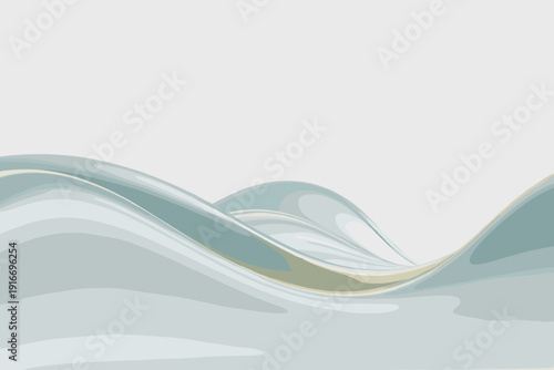 Abstract Wavy Surface Flowing Gently with Subtle Blue and Gold Hues, a Serene Backdrop for Digital Presentations and Modern Graphic Design Projects, Representing Fluidity, Smoothness and Calmness in B