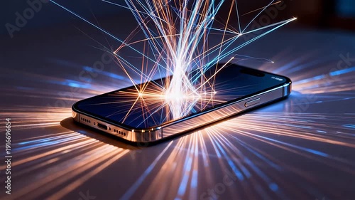 Smartphone with glowing light effects