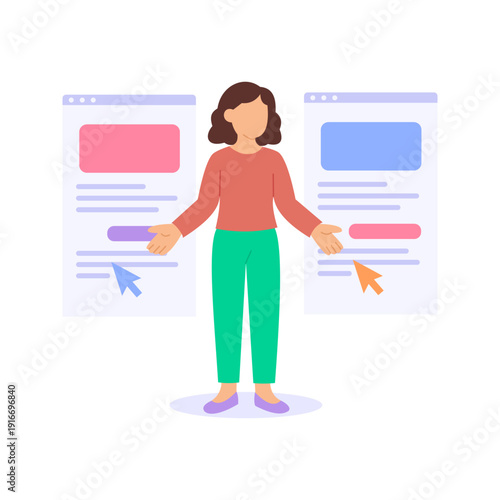 Page Optimization, enhancing website usability and conversions, Flat vector character illustration