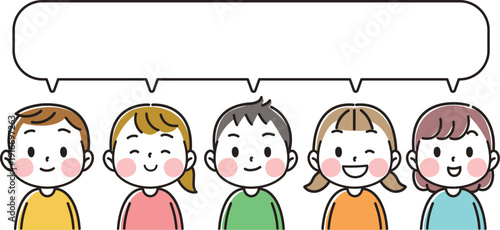 Simple and cute children with speech bubble illustrations