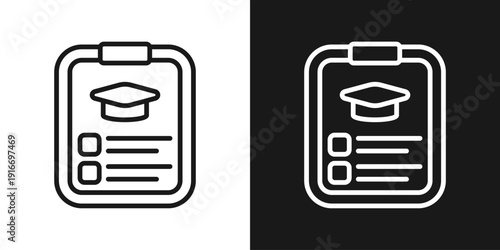 Academic Profile Icon In Black And White Line Style