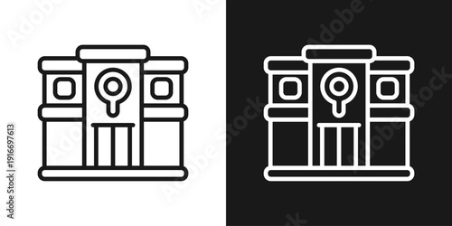 Learning Center Icon In Black And White Line Style
