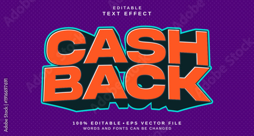 Editable text style effect - Cash Back text style theme.