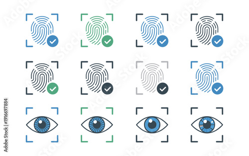 Biometric Authentication Scanning Security for Identity Verification & Access Control System, Technology Scanning Thumbprint, Retina, Eye Scans Validation for Cyber Digital Security, Scan App, Authent