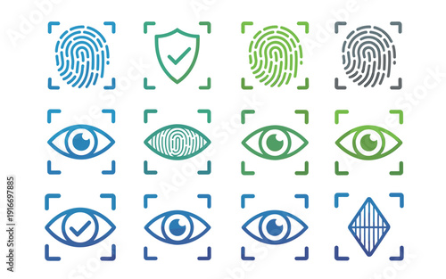 Biometric Identification Security System: Scanning Fingerprints, Eye Scans for Access Control and Data Protection in High-Tech Security Industry. Authentication Technology for Secure Verification, Ide