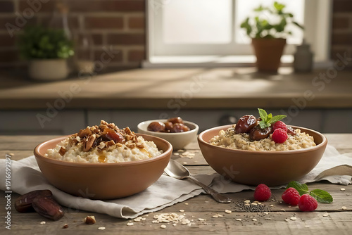 oatmeal and dates served in bowls