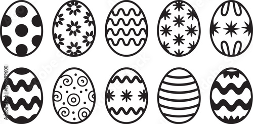 Set of hand drawn Easter egg theme Isolated Vector