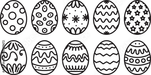 Set of hand drawn Easter egg theme Isolated Vector