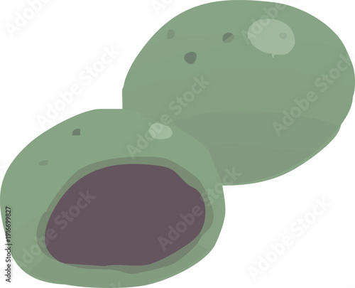 草餅のベクターイラスト　よもぎ香る春の和菓子・手描き風のかわいい素材