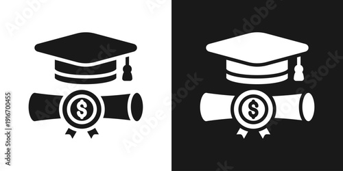 Honor Diploma Icon In Black And White Glyph Style
