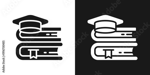 Study Books Icon In Black And White Glyph Style