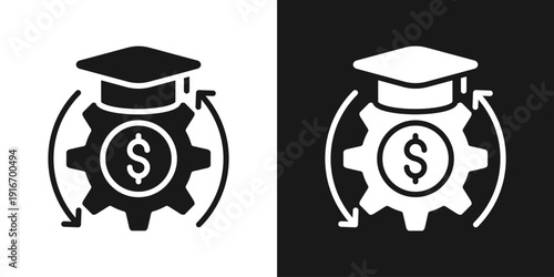 Education Growth Icon In Black And White Glyph Style