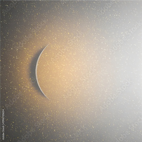 Golden crescent moon shining brightly in starry night sky