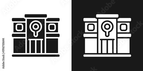 Learning Center Icon In Black And White Glyph Style