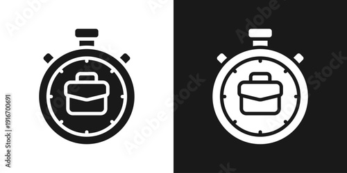 Time Management Icon In Black And White Glyph Style