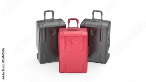 Wallpaper Mural Front view of three plastic suitcases on white background Torontodigital.ca