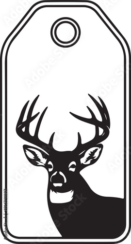 Deer head logo label design element with antlers isolated on transparent background