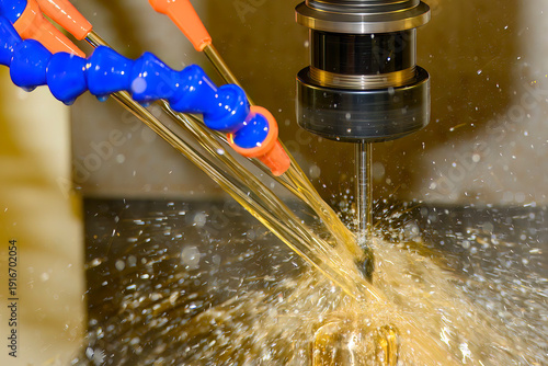 Tableau sur toile CNC Milling of Mold Part with Ball Nose End Mill and Oil Coolant