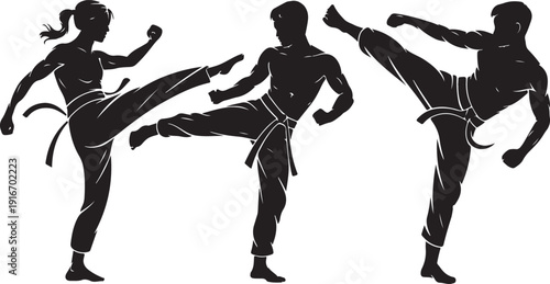 Thai boxing . Self-defense art on white background . martial arts body-vector. silhouette of a person