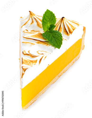 Classic Lemon Tart with Swiss Meringue and Mint
