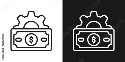 Cash Register Icon In Black And White Line Style