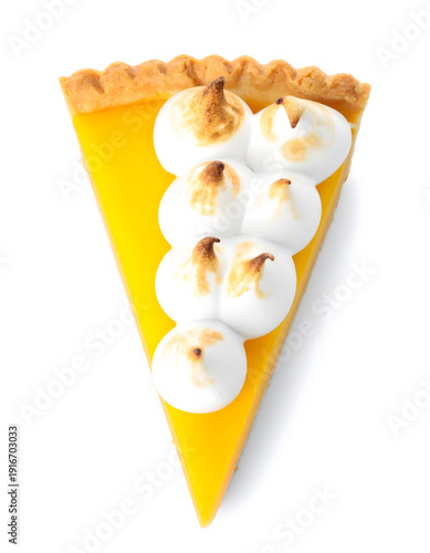 Lemon Meringue Tart Slice with Mini Meringue Kisses
