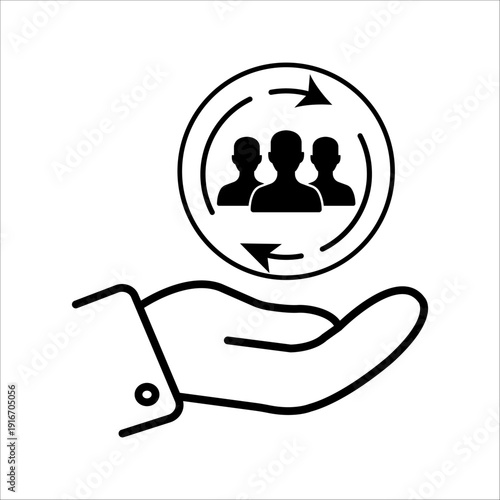 Customer retention, icon in line design. Customer retention, repeat customers, customer satisfaction, client retention on white background vector. Customer retention editable stroke icon