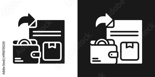 Money Transfer Icon In Black And White Glyph Style