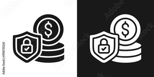 Secure Savings Icon In Black And White Glyph Style