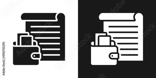 Invoice Wallet Icon In Black And White Glyph Style