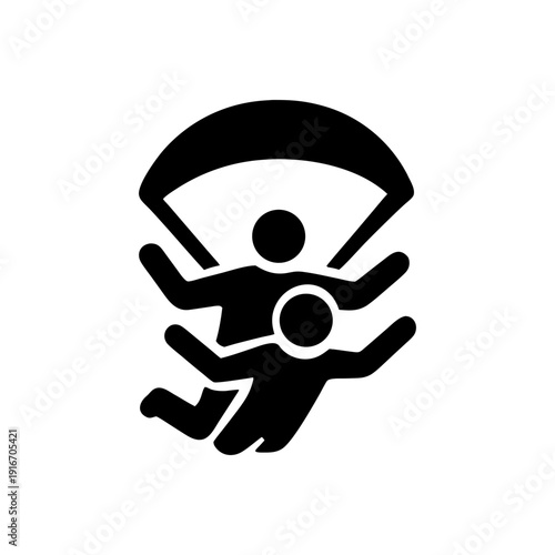 Tandem Skydiving Parachute Flight Icon