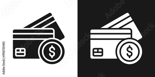 Credit Card Icon In Black And White Glyph Style