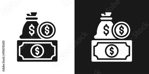 Cash Savings Icon In Black And White Glyph Style