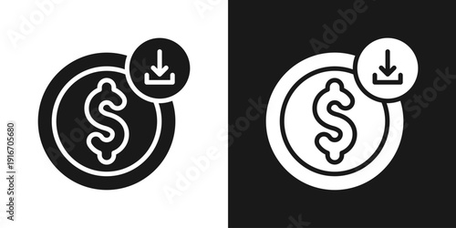 Income Download Icon In Black And White Glyph Style