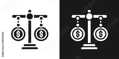Money Balance Icon In Black And White Glyph Style