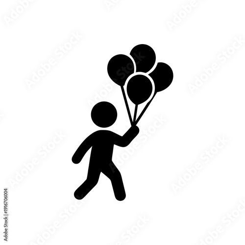 Child Holding Party Balloons Icon