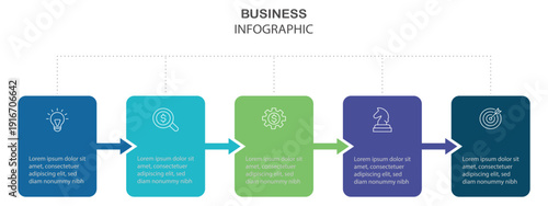 7 steps infographic poster or brochure. Infographic template for business with icons and 6 options or steps.  Can be used for process diagram, presentations, workflow layout, banner, flow chart.