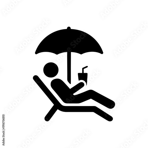 Relaxing Beach Lounge Sunbathing Icon