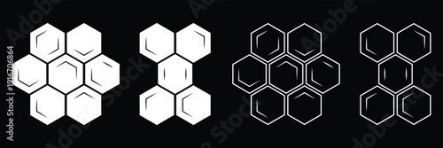 Honeycomb icon set. Honeycomb icon concept template. A vector graphic illustration of honeycombs arranged in a grid pattern showcasing honeycomb cells from a top view. eps 10