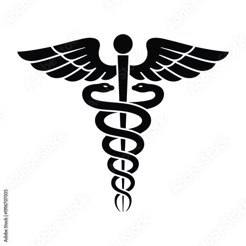 Caduceus – Medical Snake Logo Icon Vector EPS Isolated on White Background.