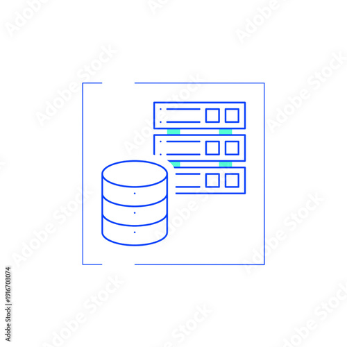 Database storage icon for digital information management, backend system, and data service.