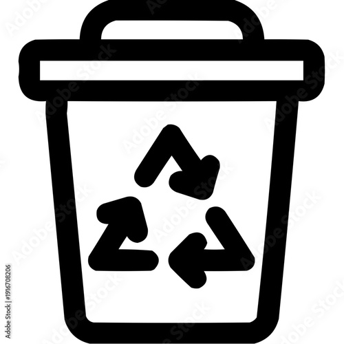 Trash bin with recycling symbol in a minimalist design