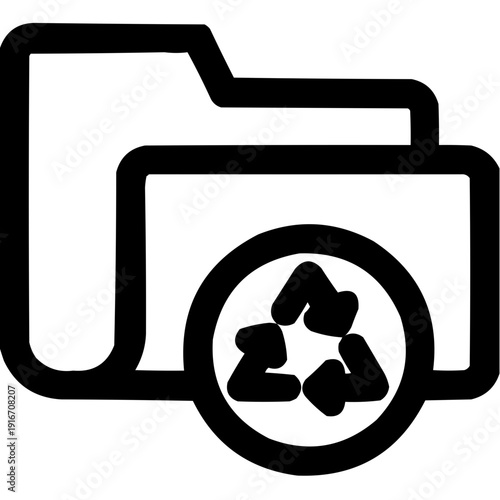 Folder icon with recycling symbol on a solid background