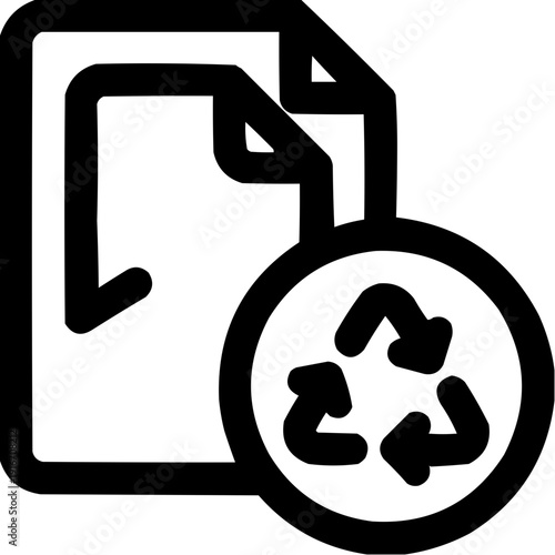 Recycled paper concept with recycling symbol and documents