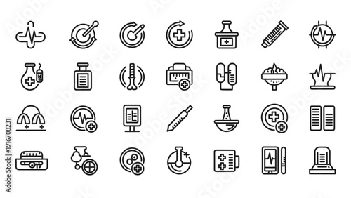 Medical Science Healthcare Icons Set Vector Illustration.